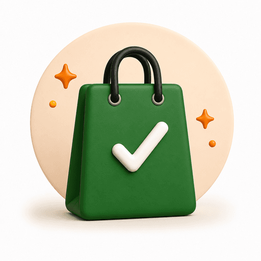 Shopping bag with a checkmark